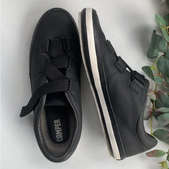 Camper Leather Criss Cross Lace Up Velcro Sneakers - Picture 2 of 10
